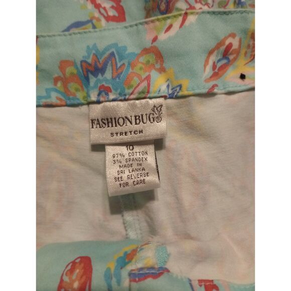Fashion Bug Women's Size 10 Blue Floral Stretch Capris - Picture 4 of 5